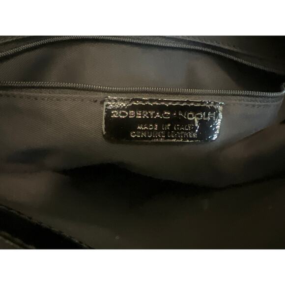 Roberta Gandolfi Leather Bag Patent Zippered Large Zebra Hair Purse Black Brown - Picture 4 of 11